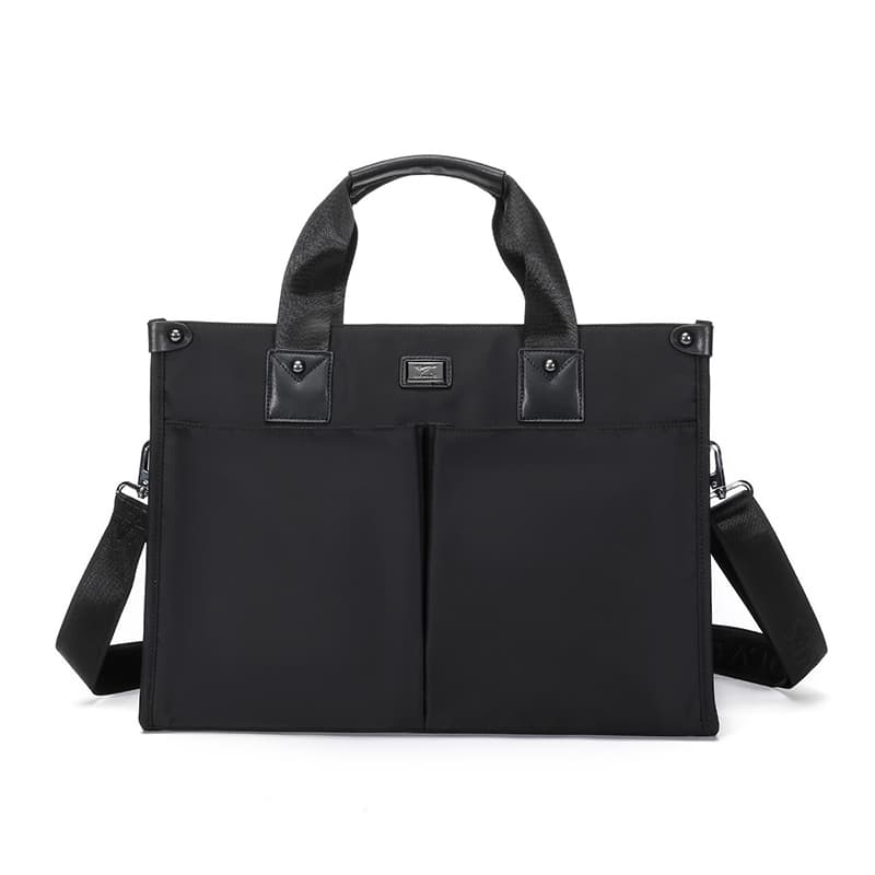 SEPTWOLVES Fabric+Artificial Briefcase, Shoulder Bag, Laptop Bag Medium Black Black