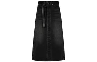 EVISU Denim Long Black Moderate Mid Length A Line Skirt