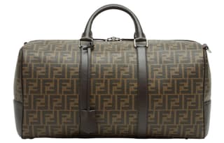 FENDI Calfskin With Polyurethane One Shoulder Crossbody Handheld Travel Bag Large Brown