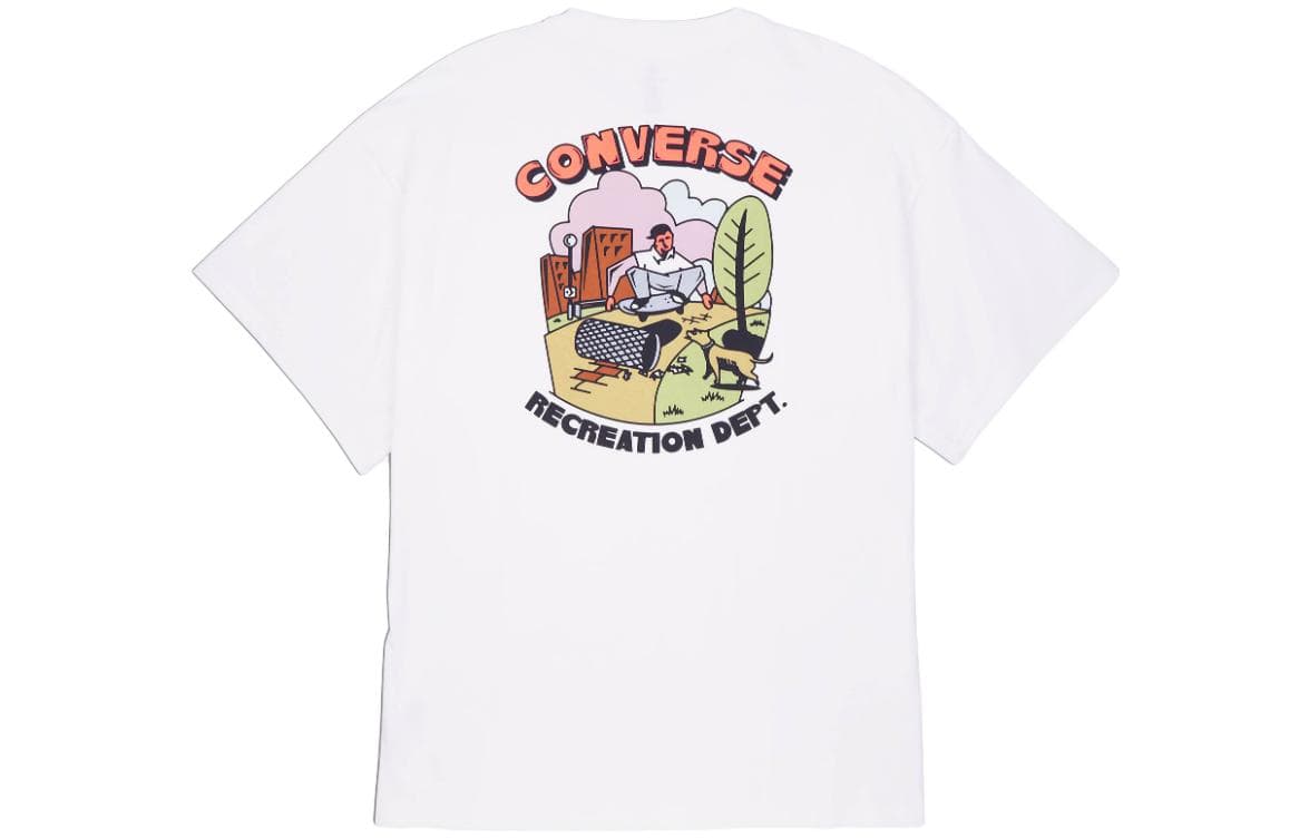 Converse T Shirts White Crew Neck Moderate Straight Fit