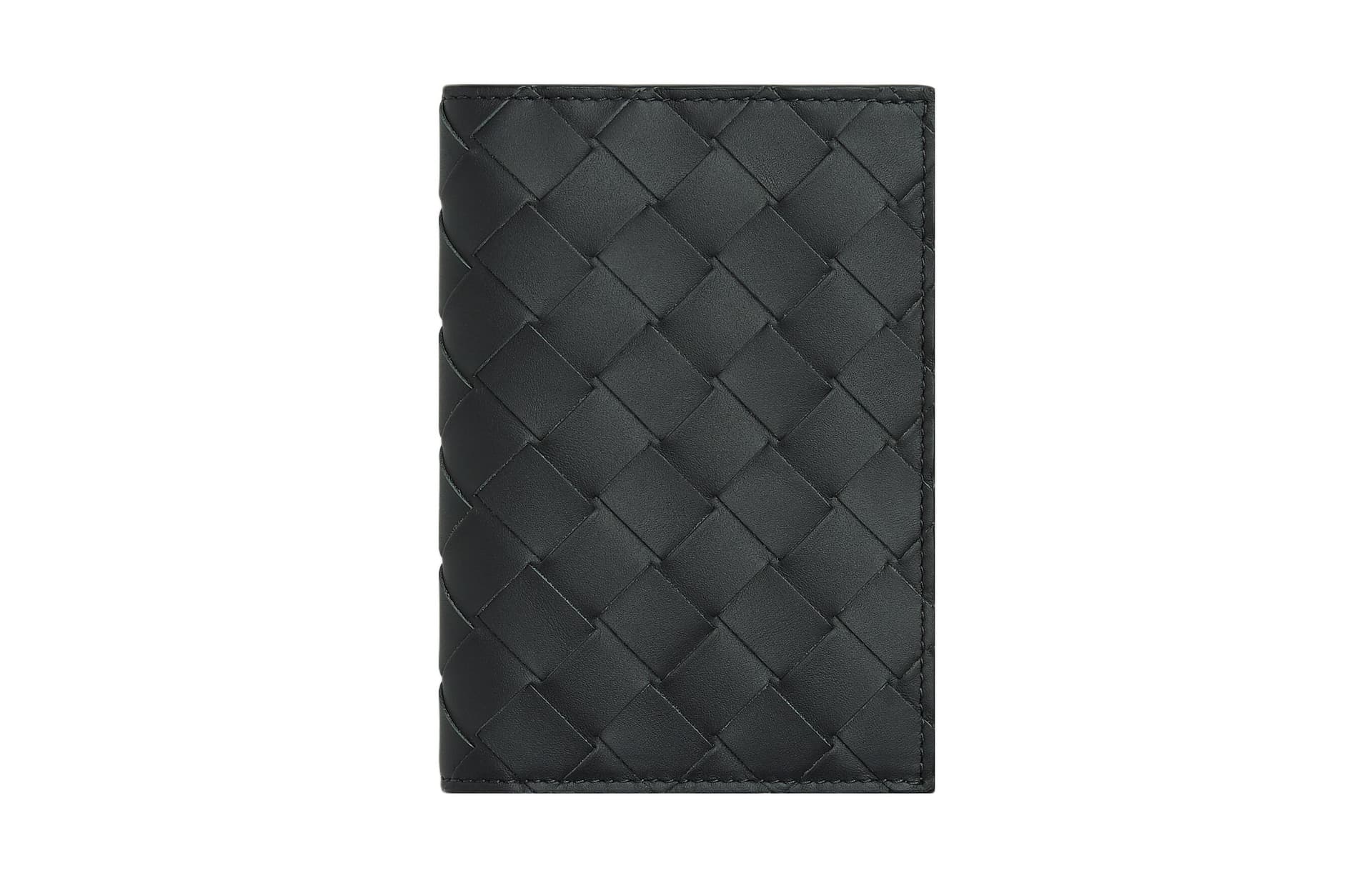 Bottega Veneta Calfskin Passport Holder Stone Gray & Deep Sea Blue Basic Set (Bag+Dust Bag)