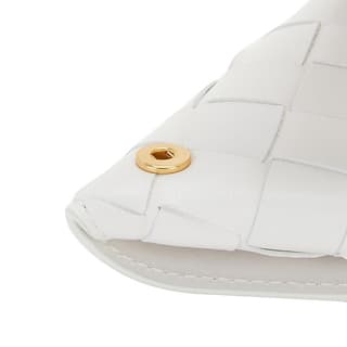 Bottega Veneta Solid Color Sheepskin Key Pouch White
