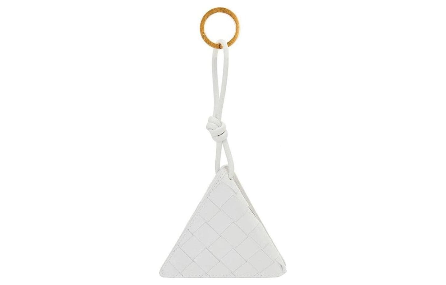 Bottega Veneta Solid Color Sheepskin Key Pouch White