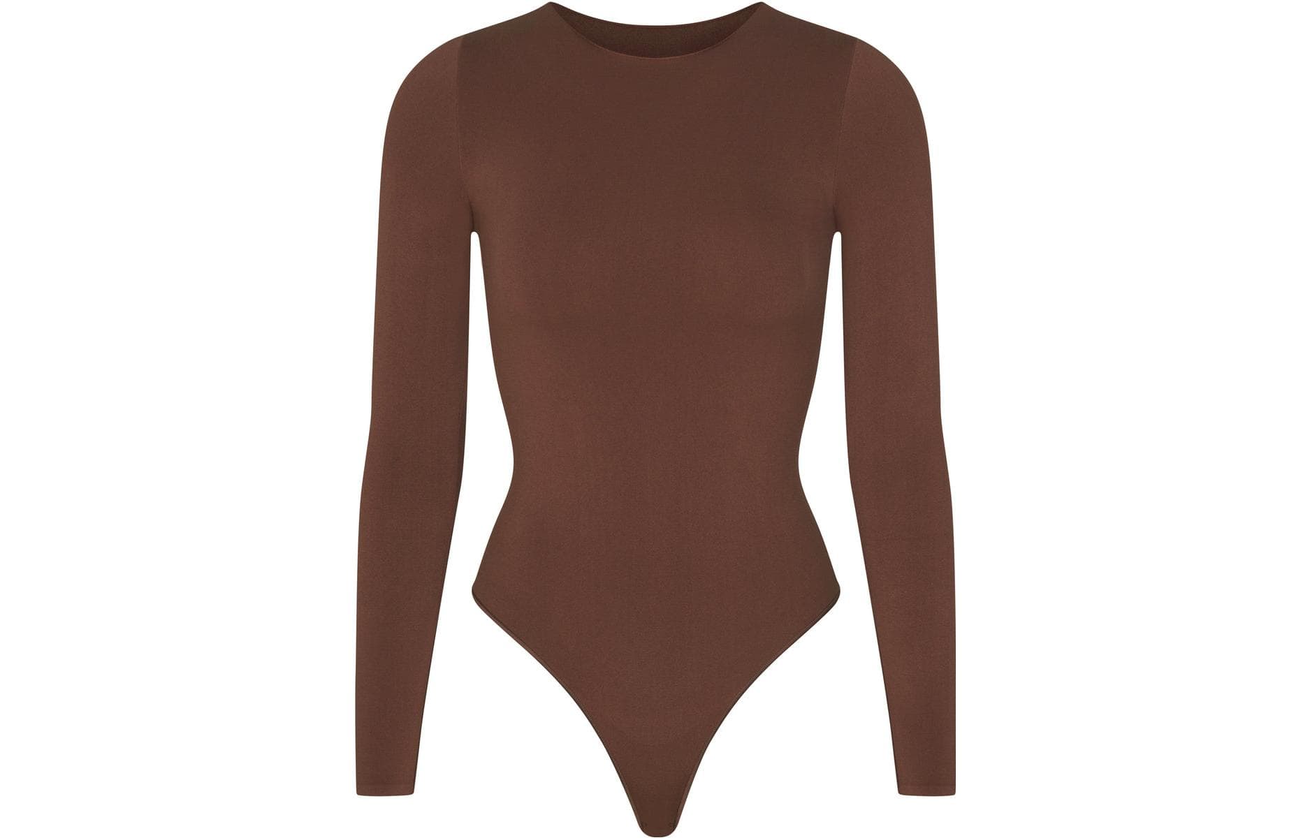 Skims ESSENTIAL CREW NECK LONG SLEEVE BODYSUIT Jumpsuit COCOA/Cocoa