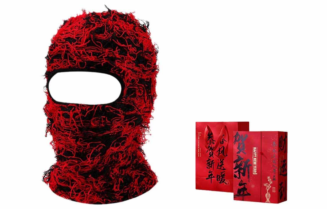 Red Black Quirky Face Masks with Headband+New Year Box Set