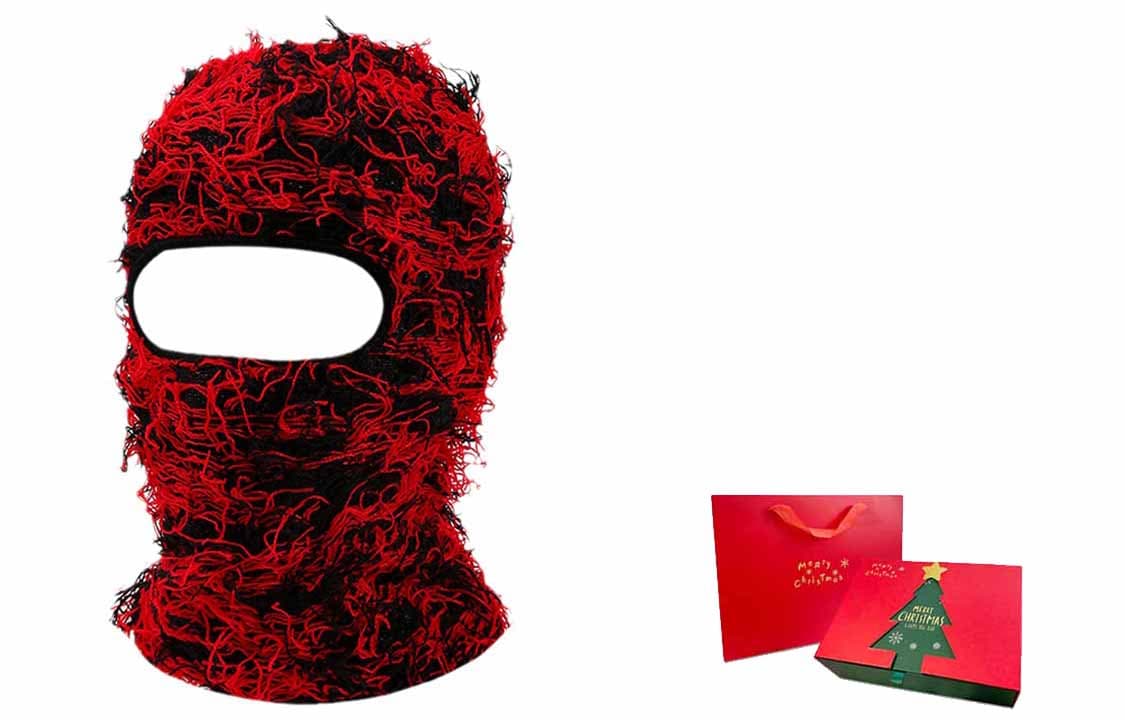 Red Black Quirky Face Masks Headband+Christmas Box Set