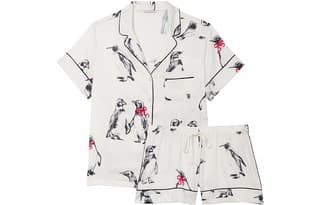 Victoria's Secret Satin Short Pajama Set Pajama Set Coconut White Penguin