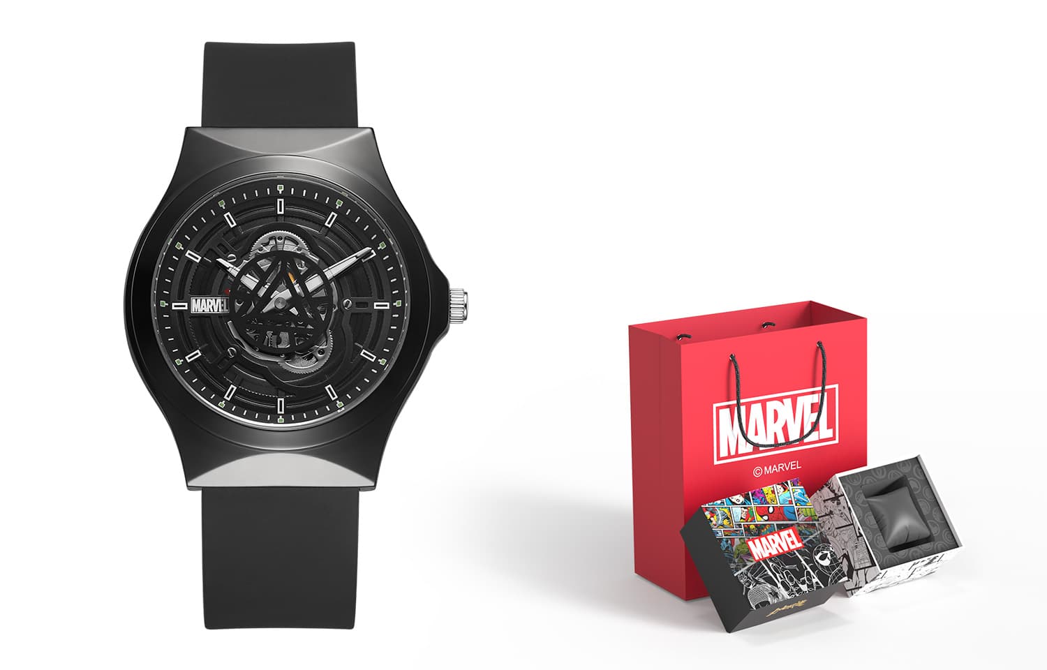 MARVEL Watch Trend High School Students Wrist Watch Quartz Movement Silicone Strap Watch