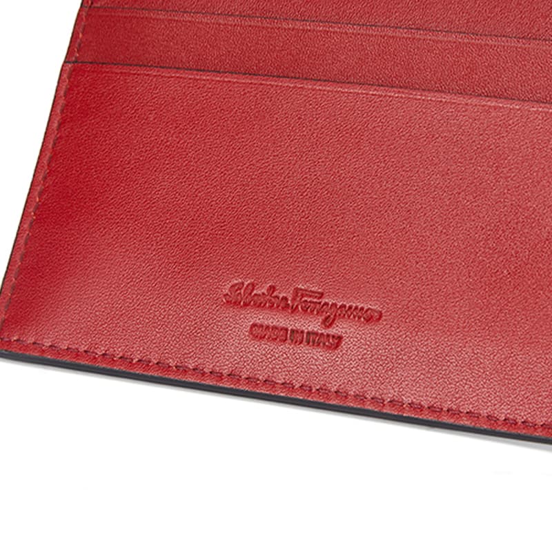 FERRAGAMO Cow Card Holder Card Holder Black/Red