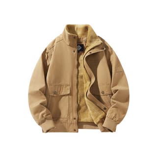 JEEP SPIRIT Outdoor Gorpcore Thickened Fleece Lined Solid Color Lapel Short Thermal Washed Workwear Puffer Jacket