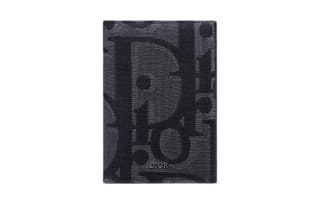 DIOR Oblique Printed Fabric Passport Holder Black