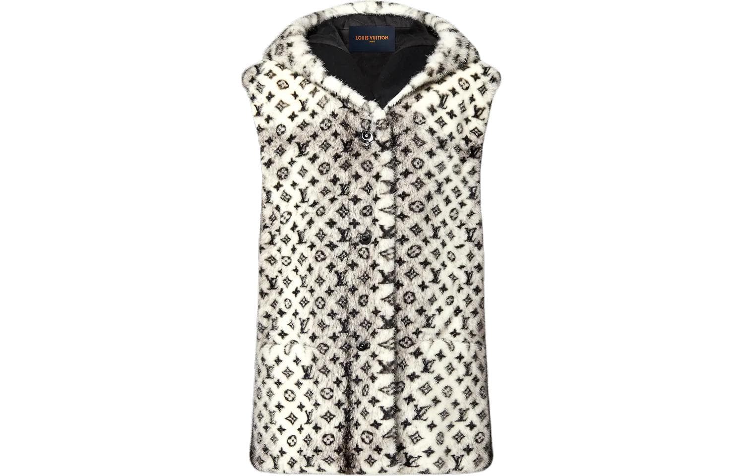 LOUIS VUITTON Fur Black White