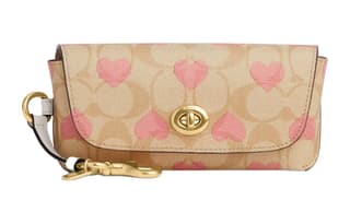 COACH Sunglass Case Canvas With Eyeglass Pouch Small Gold & Multicolor