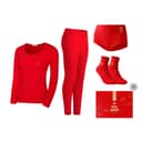 Red Women's Set (Thermal Set+1 Pair of Underpants+1 Pack of Socks) (Shopping Bag Included+Box)
