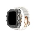 Transparent Middle Frame+Original Rose Gold Butterfly Clasp White Strap