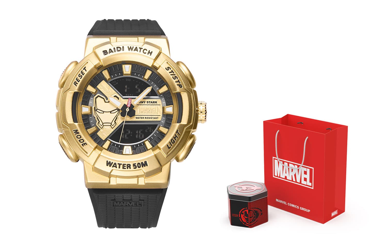 MARVEL Hero Collection Electronic Movement TPU Strap Watch Gold Dial M 5039G