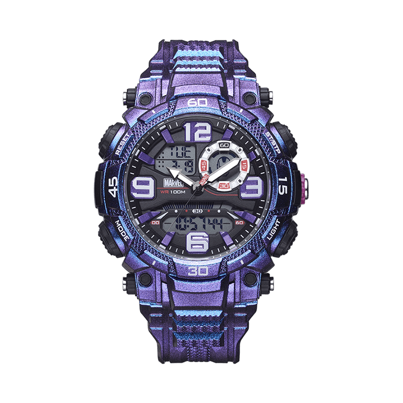MARVEL Iron Collection Quartz Movement PU Strap Watch Black Dial M9103PL Iron Man[Dual Movements, Dual Displays, Waterproof, Glow in The Dark, Multifunction]