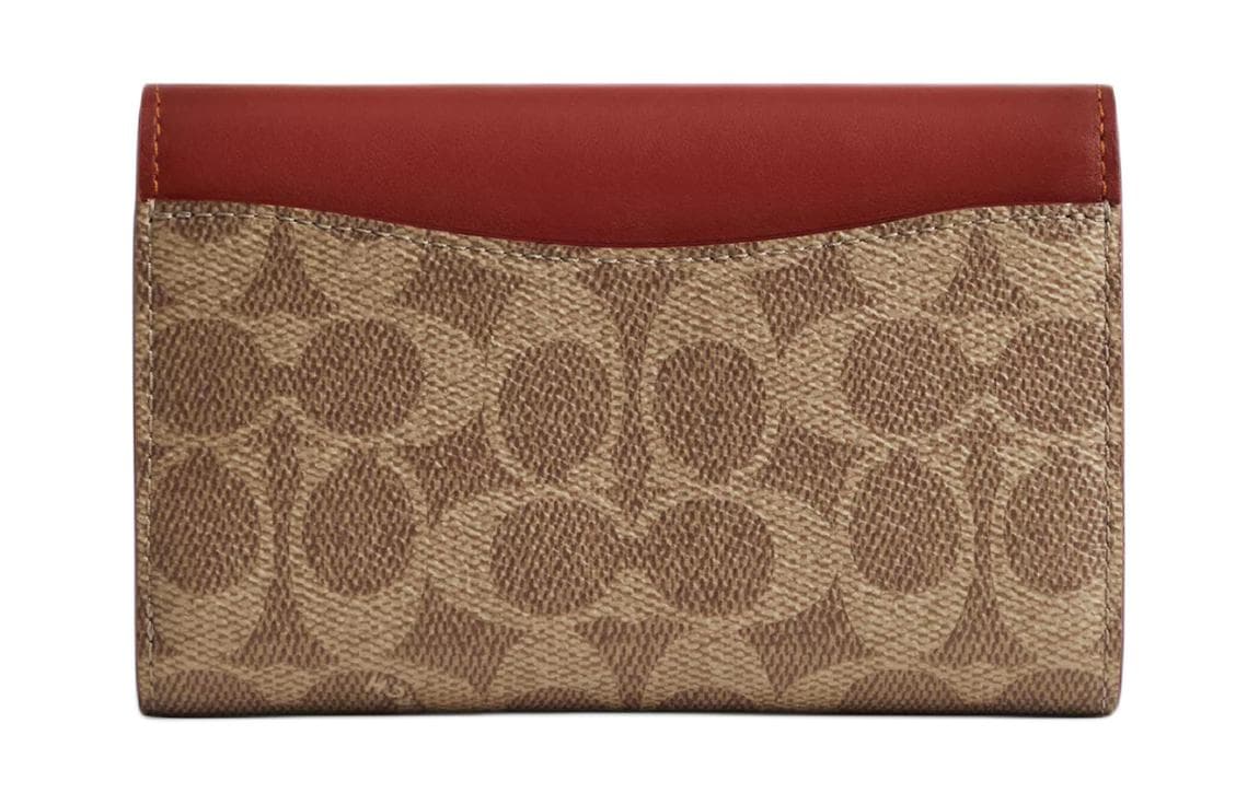 COACH Coated Canvas With Calfskin Wallet Tan