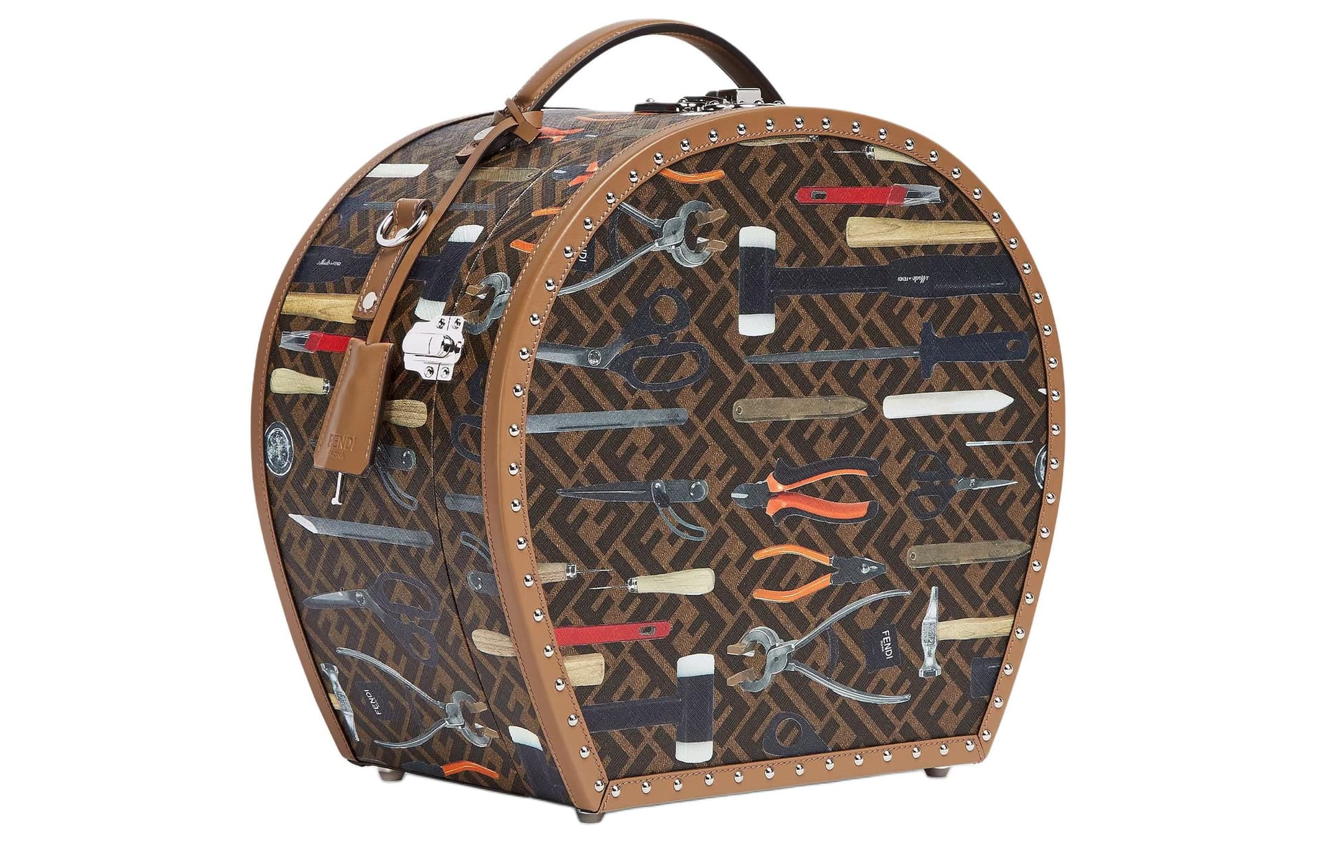 FENDI Canvas Hatbox Storage Box Brown