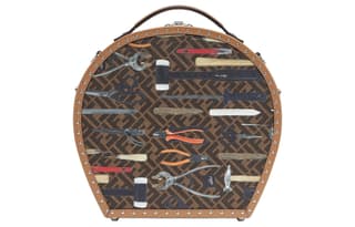 FENDI Canvas Hatbox Storage Box Brown