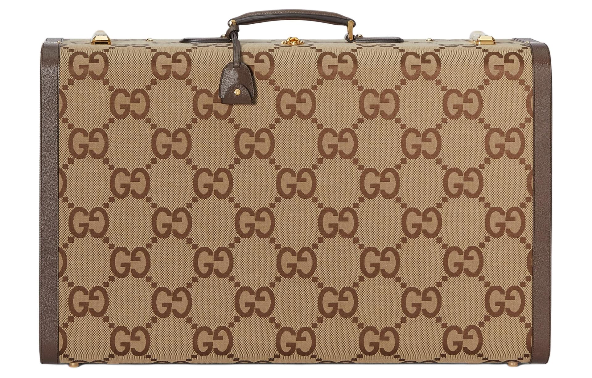 GUCCI Canvas With Handbag Travel Bag Extra Large Camel & Ebony Basic Set (Bag+Dust Bag)