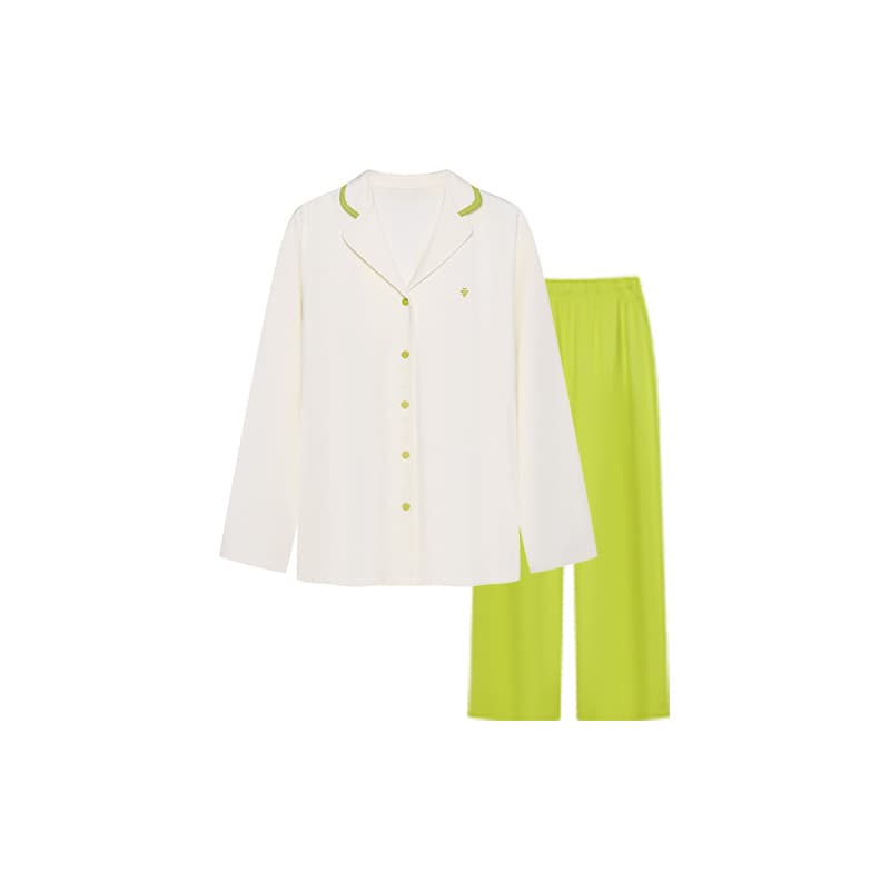 Ubras Home Lifestyle Collection Huhu Sleepwear, Collection Pajama Set [LongSleeved Pants]Cream WhiteWomen's