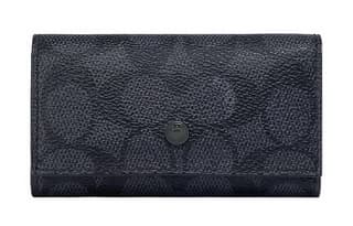 COACH Key Case Coated Canvas With Key Pouch Black