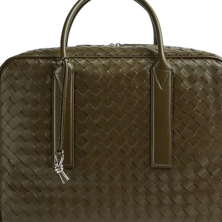 Bottega Veneta Calfskin One Shoulder Crossbody Handheld Briefcase Medium Mustard Green
