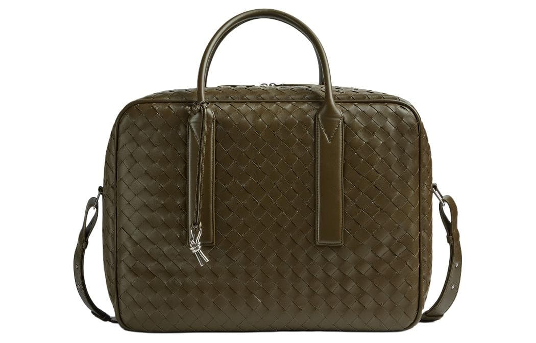 Bottega Veneta Calfskin One Shoulder Crossbody Handheld Briefcase Medium Mustard Green Box(Basic Set+Box)