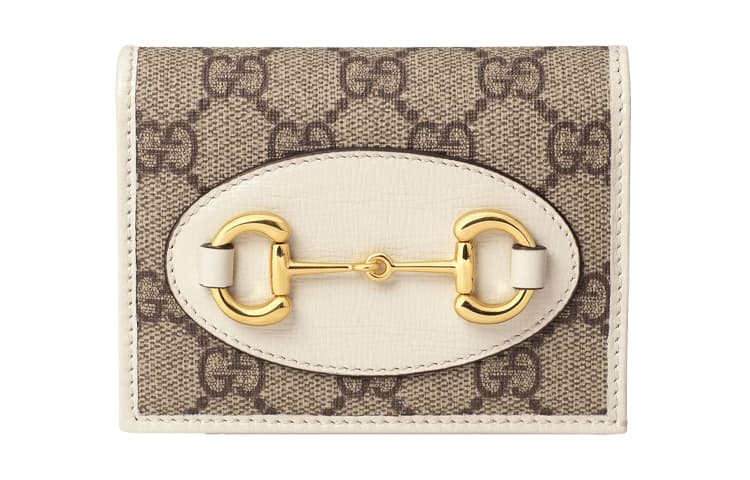 GUCCI Horsebit 1955 Canvas With Canvas Bag Card Holder, Wallet Ebony/White Box(Basic Set+Box)