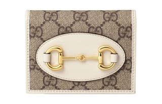 GUCCI Horsebit 1955 Canvas With Canvas Bag Card Holder, Wallet Ebony/White