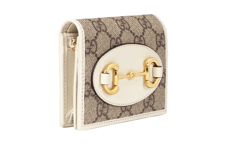 GUCCI Horsebit 1955 Canvas With Canvas Bag Card Holder, Wallet Ebony/White