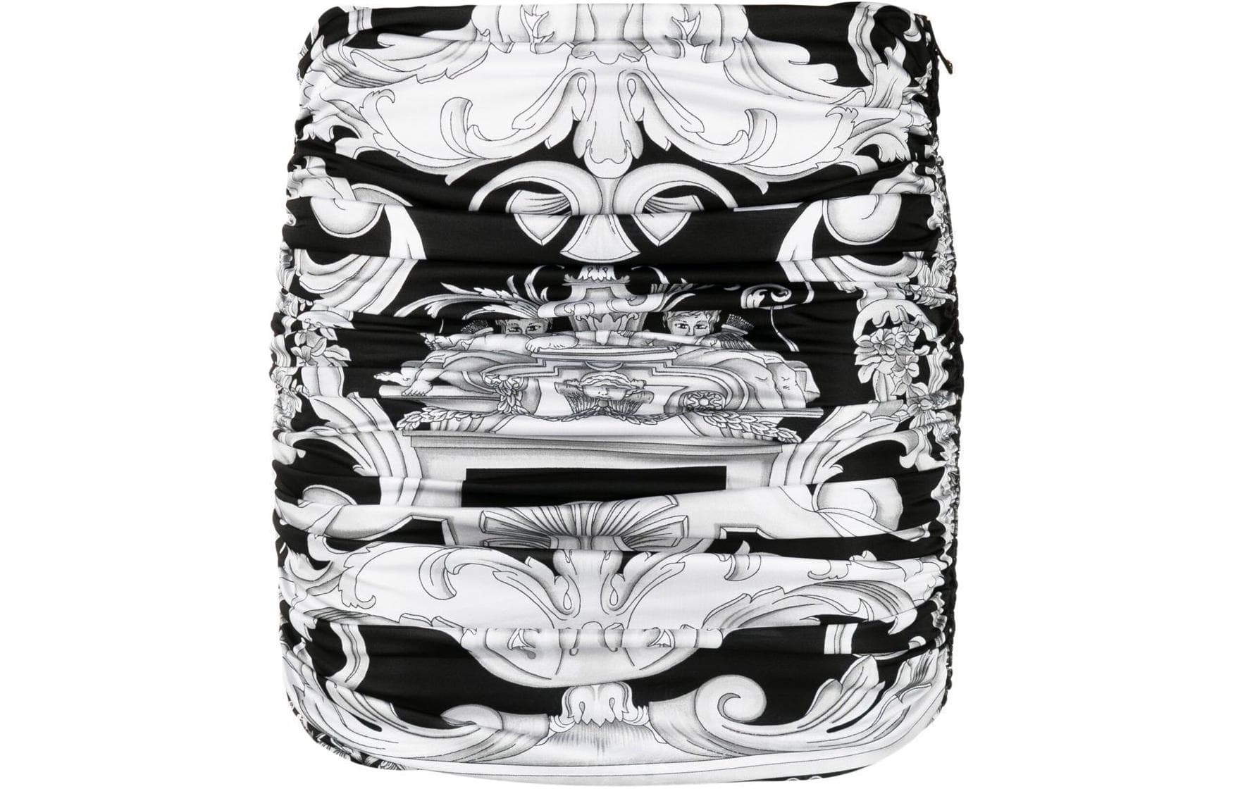 VERSACE Graphic Printed Ruched Mini Skirt