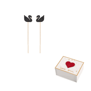Swarovski Swan Artificial Crystal Earrings Black