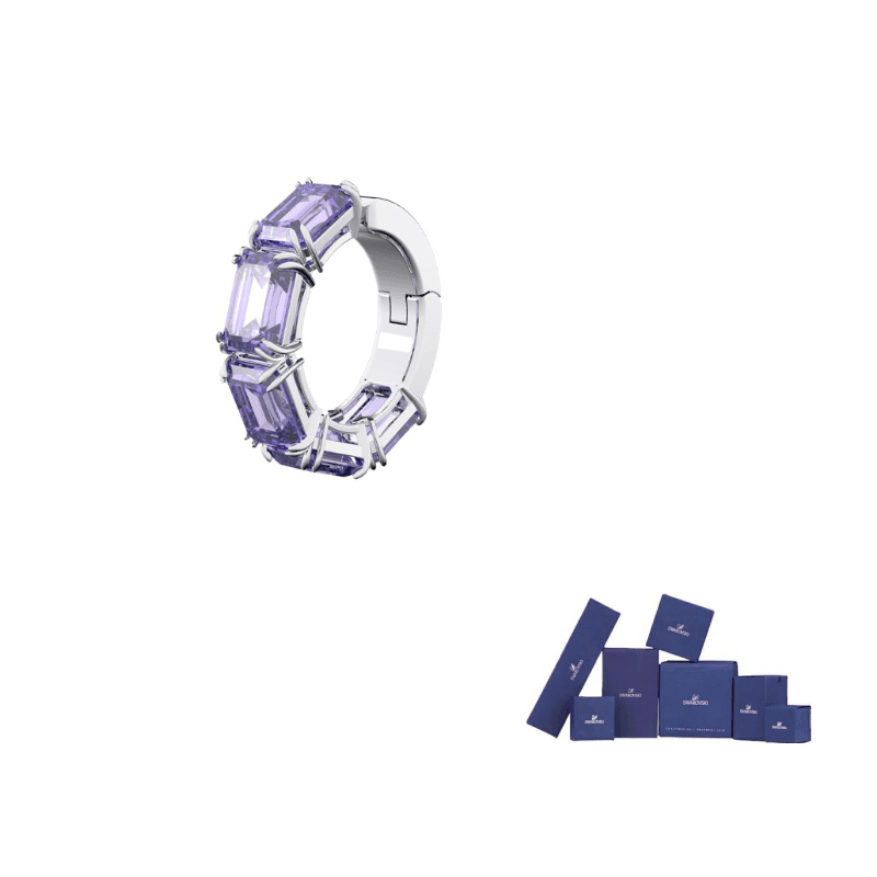 Swarovski Millenia Rhodium plated Clip On Earrings Purple Purple