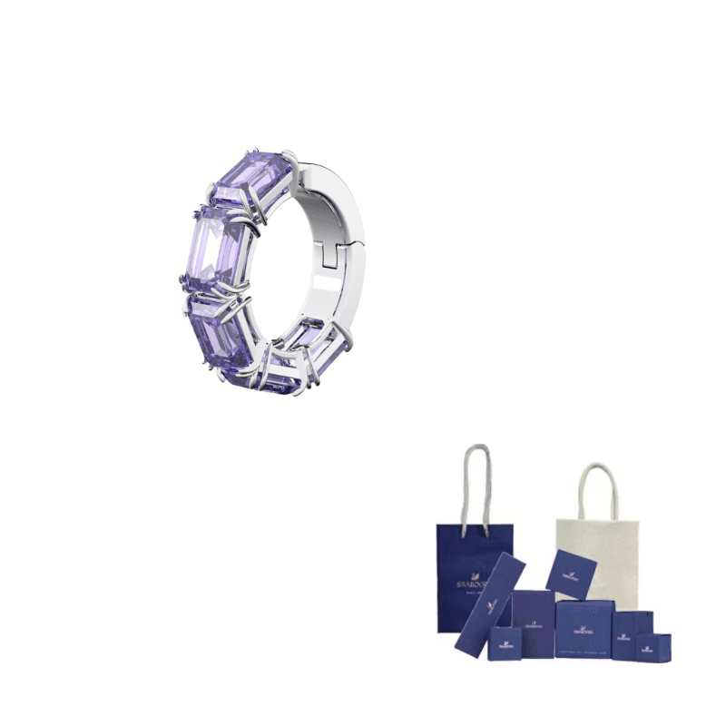 Swarovski Millenia Rhodium plated Clip On Earrings Purple Purple