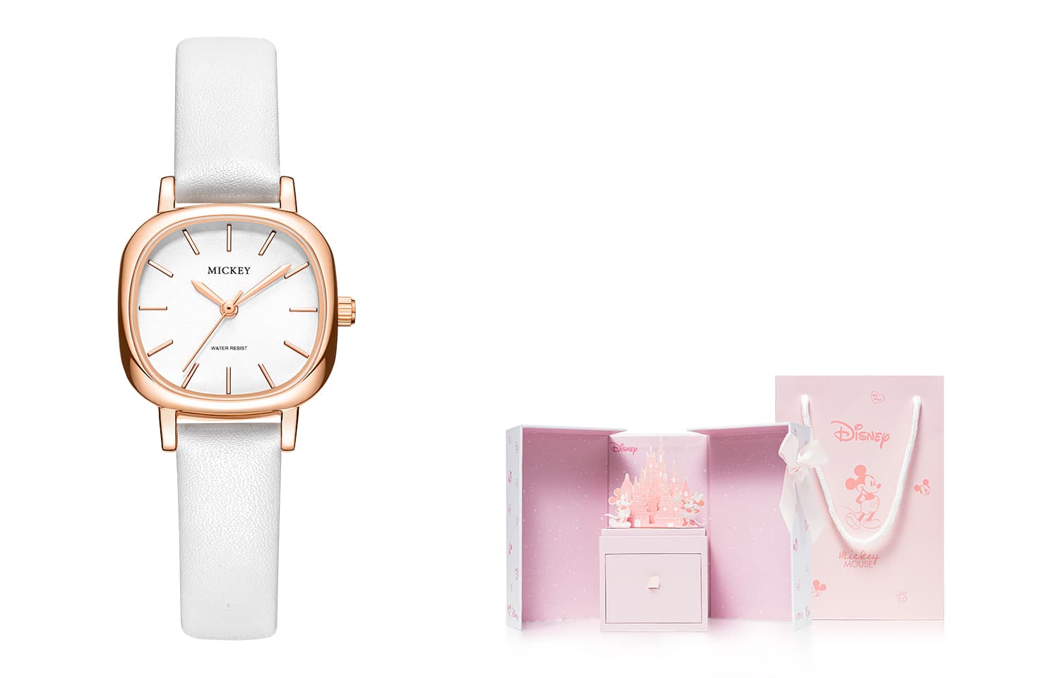 Disney Quartz Movement Watch Watch White Dial MK-11366W[Dreamy Castle Box]