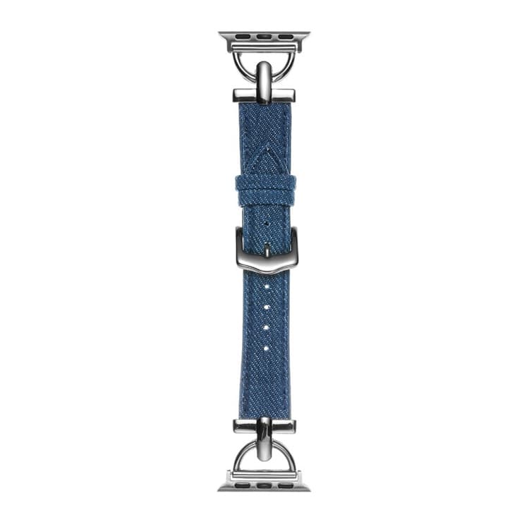 IBOANN Strap Apple Compatibility Denim Material DShaped Butterfly Clasp Denim StrapBlue