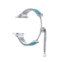 Diamondset strap with double chain light blue