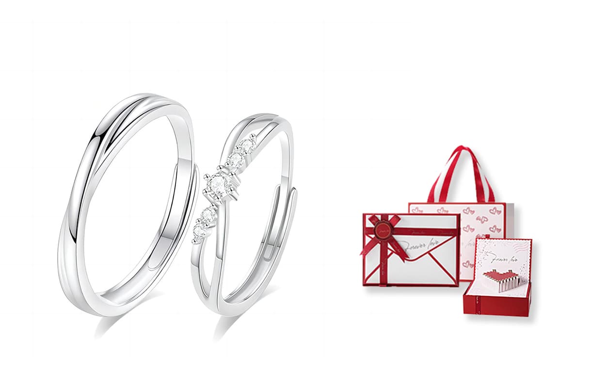Intertwined Love Couple Ring (S925 Silver + [Love Heartbeat Gift Box]