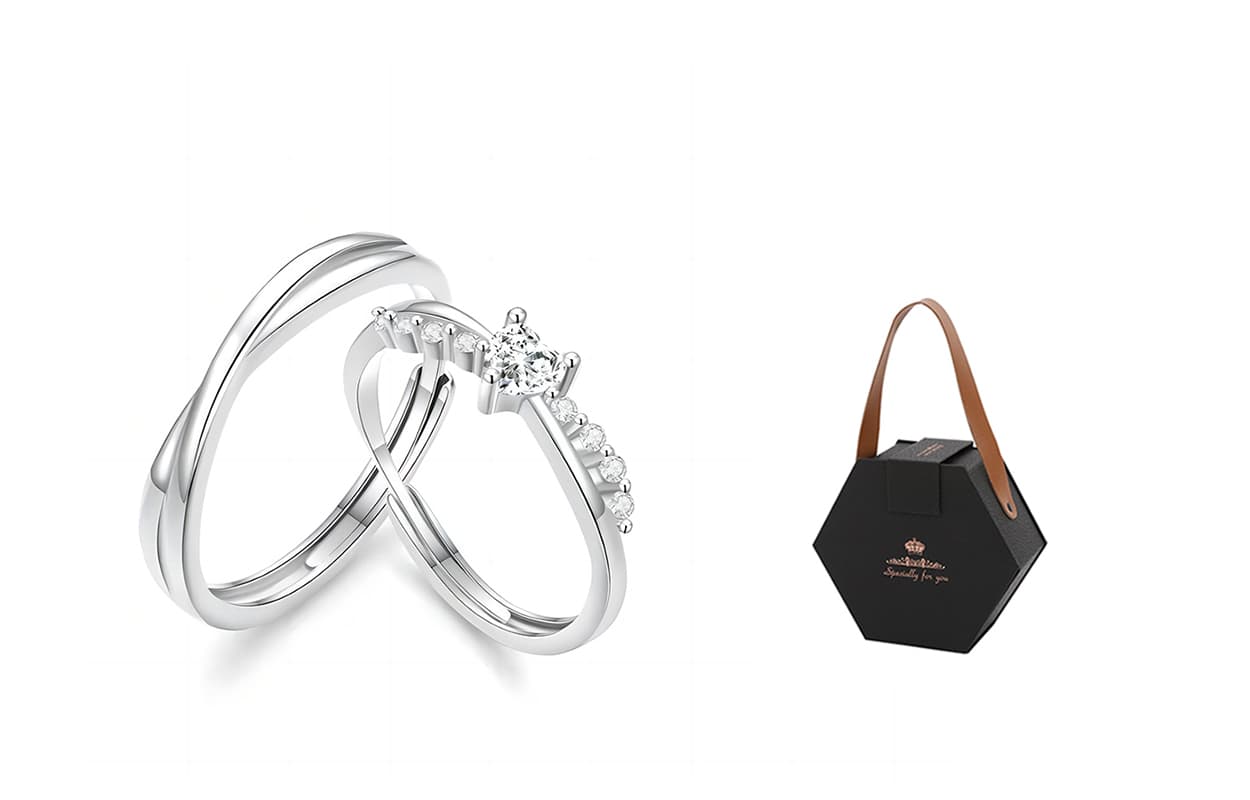 Full of sugar sweet mood couple ring + [black gold gift box]