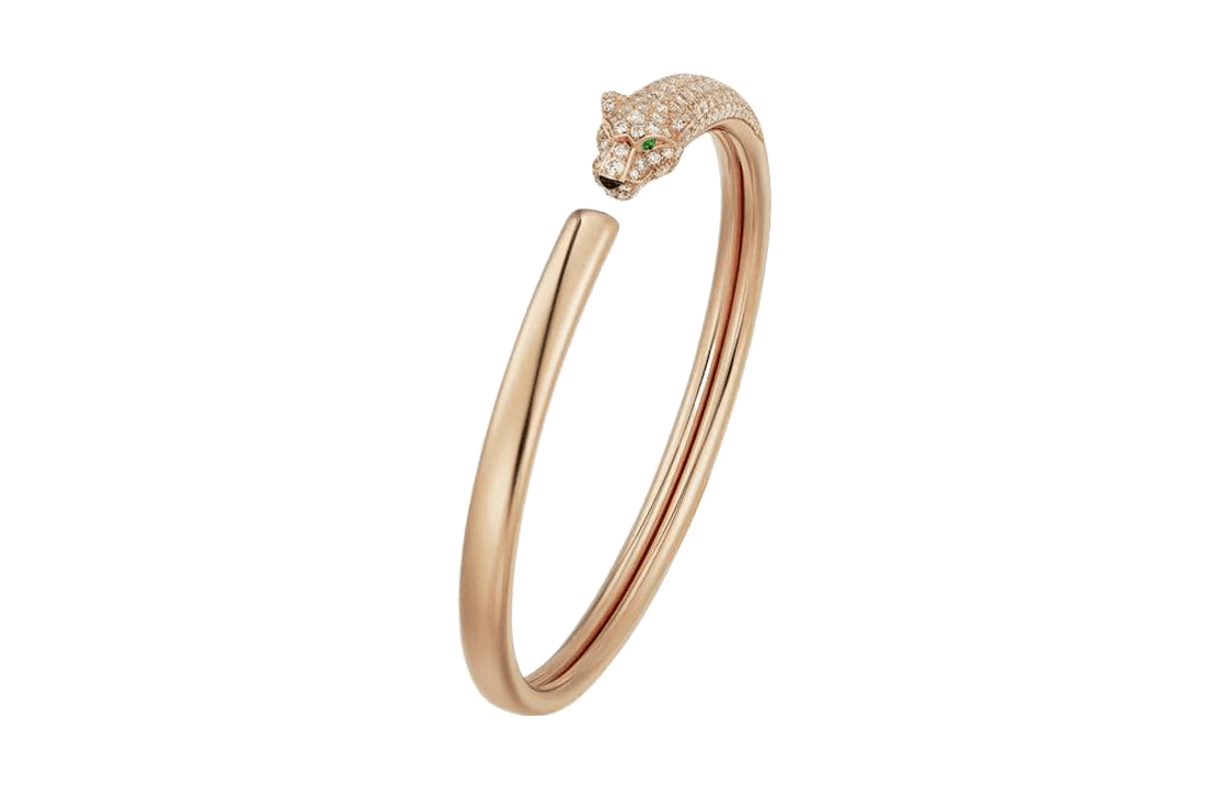 CARTIER Panthère De Cartier 18K Gold Emeralds, Onyx, Diamond Bangles Rose Gold