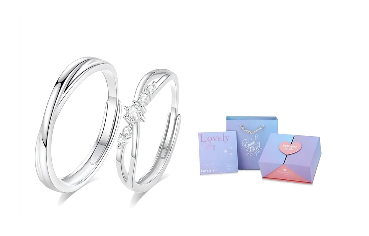 Intertwined love couple ring + [Dream gradient love gift box]