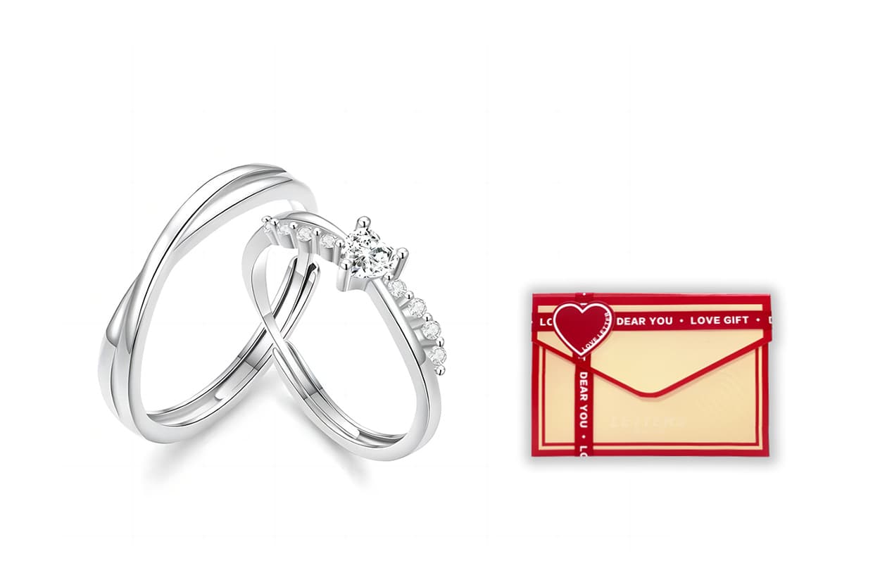 Full of sugar sweet mood couple ring + [love frequency gift box]