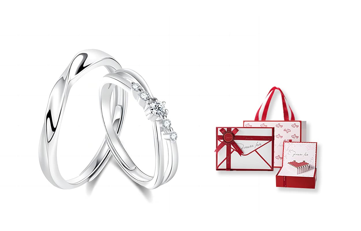 Love Couple Ring + [Love Heart Gift Box]