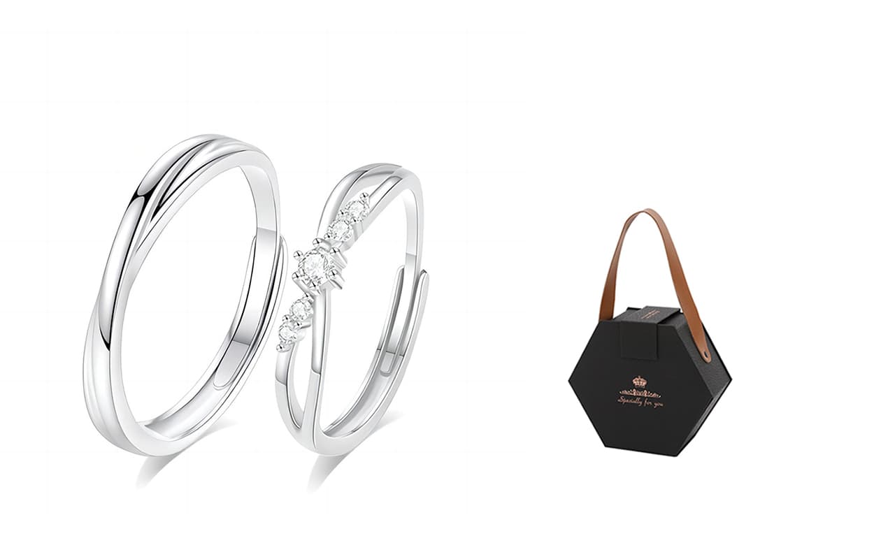 GIFU Rings Intertwined love couple ring + [black gold gift box]