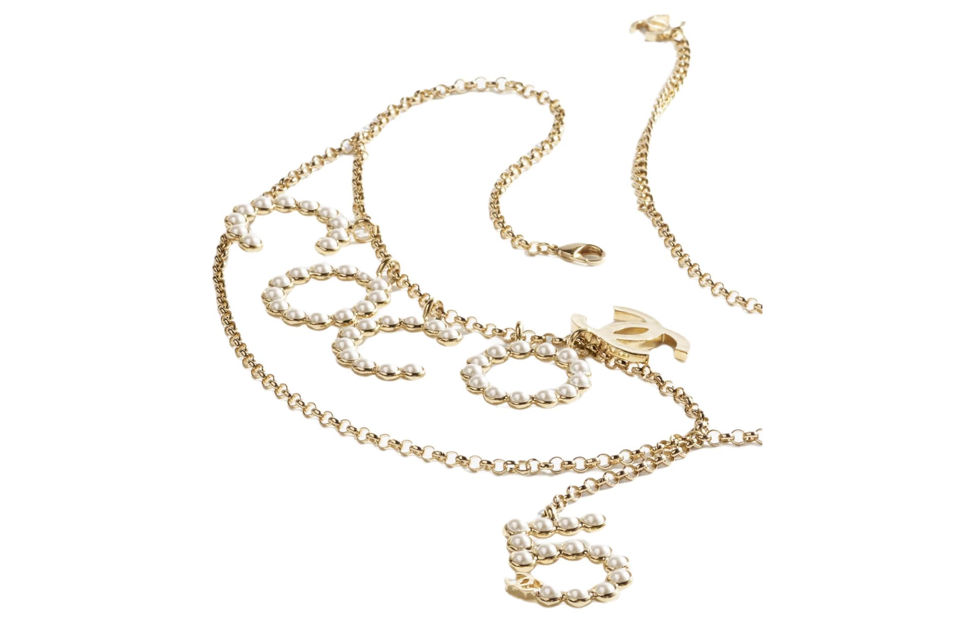 CHANEL Bead Inlay Waist Chains Gold