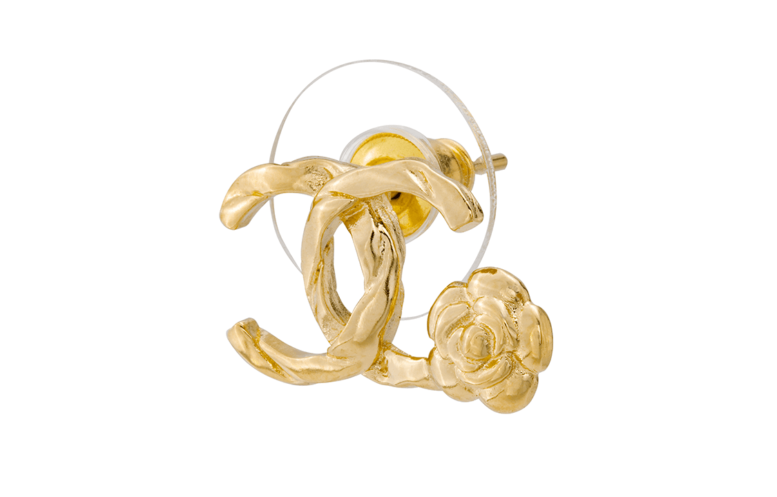 CHANEL Stud Earrings Gold