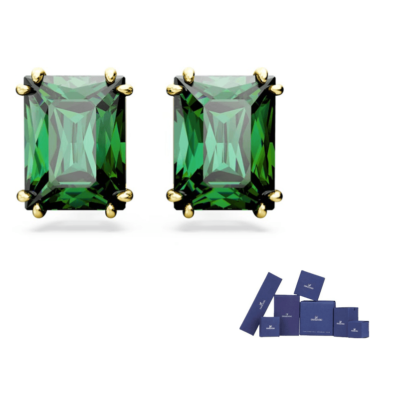 Swarovski Stilla Rhodium plated Stud Earrings Green