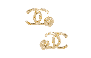 CHANEL Stud Earrings Gold